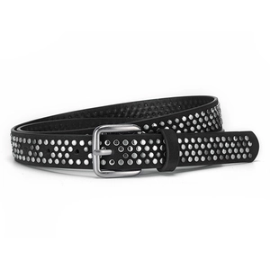 Ceinture Femme Mode Punk à Rivets en Cuir PU Avec Boucle à Ardillon Carrée en Alliage Vintage Décontractée