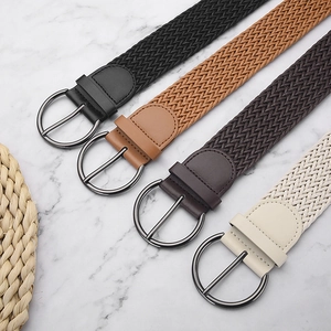 Cinture intrecciate elasticizzate da donna con fibbia tonda in quattro colori
