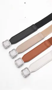 Detail of high quality cowhide and elastic webbing texture on these sleek waist belts