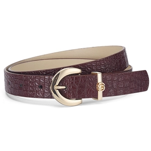 Women Fashion PU Leather Belt With Gold Horseshoe Pin Buckle Elegant Crocodile Pattern Skinny Waist Strap For Jeans Dresses