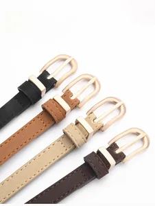 Cinture sottili in pelle PU con fibbie dorate in nero, marrone, beige e testa di moro