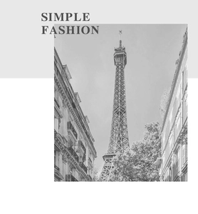 Minimalist fashion aesthetic featuring a classic Eiffel Tower street scene backdrop