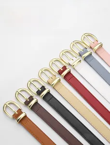Sélection de ceintures fines en similicuir pour femmes avec boucles dorées colorées