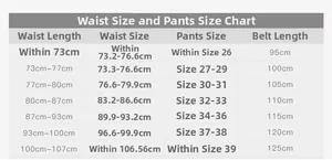 Guide des tailles de ceinture hip-hop pour femmes avec mesures de taille et longueur