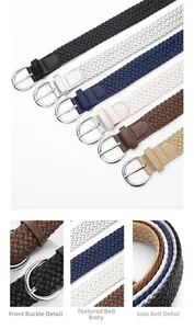 Détails des ceintures tressées en cuir PU en six couleurs avec boucles en métal argenté