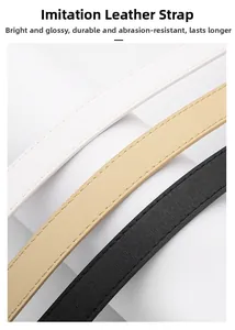 Détails de ceintures en cuir PU en blanc, beige et noir avec texture grainée de qualité