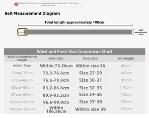 Guide des tailles montrant les mesures de taille pour ceintures en cuir style western