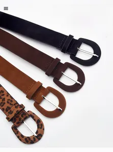 Ceintures polyvalentes pour femmes en daim avec boucles en métal argenté en quatre couleurs