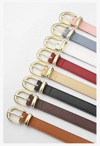 Palette de couleurs de ceintures fines en similicuir pour femmes avec boucles dorées