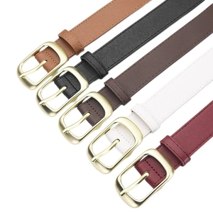 Ceintures fines pour femmes en cinq couleurs avec boucles carrées dorées incurvées