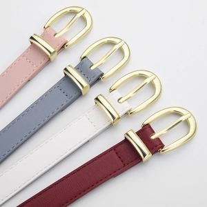 Ceinture Fine Rétro en Cuir PU pour Femmes Avec Boucle à Ardillon en Alliage Doré Ceinture Unie Minimaliste pour Jeans Robe Femme