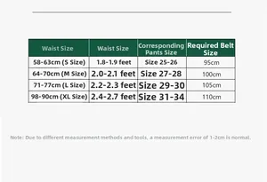 Guide des tailles pour ceinture de manteau femme avec mesures de taille et longueurs S à XL