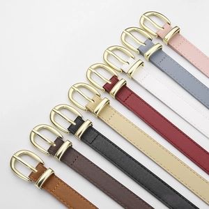 Lot de ceintures fines en cuir PU vintage pour femmes avec boucles dorées en 8 couleurs