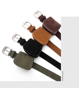 Vue détaillée de sacoches de ceinture en faux daim vintage en quatre couleurs rétro