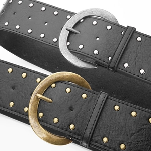 Ceinture western vintage pour femme avec rivets métalliques et boucle ovale