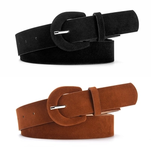 Ceinture en Cuir PU pour Femmes Minimaliste Boucle Ronde Enveloppée Vintage Texture Givrée pour Robes Manteau