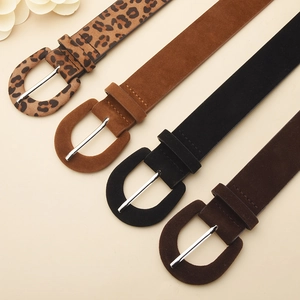 Ceintures en velours chic pour femmes avec boucles rondes, léopard, marron, noir et café