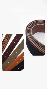 Detail showing faux suede belt collection with leopard print and matte leather textures