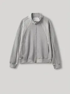 Men's sports leisure jacket with stand collar and raglan sleeves in light gray fabric