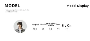 Maattabel voor geruit herenjack met modelmaten 188cm/65kg voor maat L