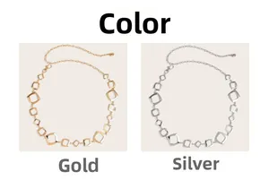 Detailansicht verstellbarer hohler geometrischer Metall-Taillenkette in Gold und Silber
