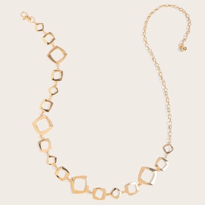 Schicke hohle geometrische Gliederkette in Gold für Damenkleider mit verstellbarem Verschluss