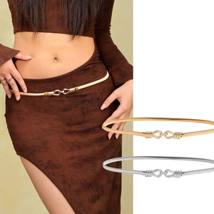 Chaîne de Taille Élastique en Métal pour Femmes Boucle à Nœud Ceinture Mince Or Argent Polyvalente Pour Robes Pulls