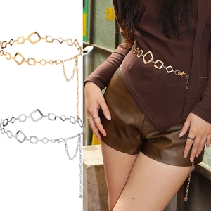 Geometrische Hohle Quadratische Metall Taillenkette Für Damen Galvanisierte Legierung Verstellbarer Gürtel Für Kleider Mode Schmuck
