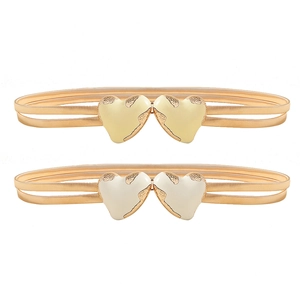 Elegant gold stretch spring waist chain belts with heart shaped enamel buckle for women