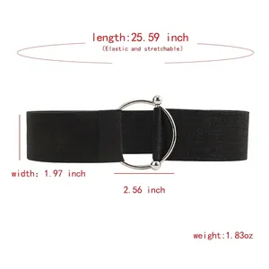Eleganter schwarzer elastischer Gürtel für Damen mit minimalistischer silberner Schnalle