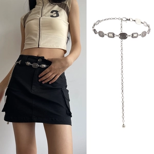 Vintage Metal Chain Waist Belt For Women Y2K Geometric Links Adjustable Belly Chain Body Jewelry For Dresses Accessory