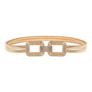 Minimalist elastic gold waist chain with geometric double square buckle for women's dresses