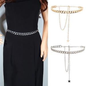 Chaîne de Taille Simple en Métal pour Femmes Pendentif Étoile Ceinture à Maillons en Alliage Réglable pour Robe