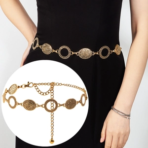 Retro Bohemian Metal Waist Chain Belt For Women Ethnic Embossed Hollow Out Adjustable Dress Accessory Gold Silver Body Chain