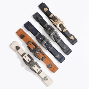 Set retro western damesriemen met bewerkte metalen gespen in vijf verschillende kleuren