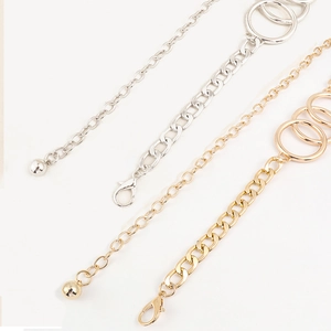 Chic multi-layer chain metal belt for dresses in gold and silver finish with lobster clasp