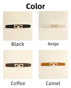 Cinture elastiche da donna in nero, beige, caffè e cammello con fibbie dorate