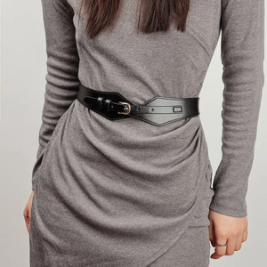Fashion Women Elastic Corset Belt With Alloy Pin Buckle Triangle Geometric Waist Seal For Coat Jean Outerwear Waist Belt