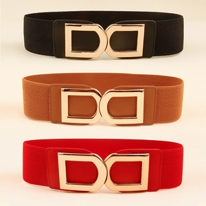 Ceinture Élastique Large pour Femme Avec Boucle en Métal Doré Double D Ceinture Corset Vintage Extensible pour Robes