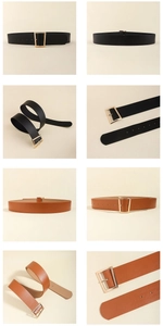 Détails de ceintures classiques en similicuir noir et marron avec boucles dorées