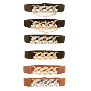 Ceinture Corset Élastique pour Femme Mode Urbaine Boucle Chaîne Taille de Guêpe pour Robe Manteau Accessoire Extensible Unique