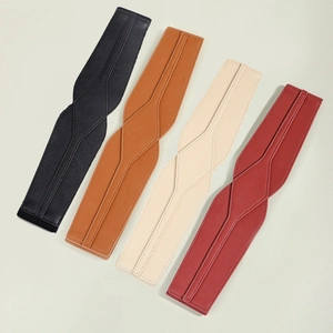 Cinturones elásticos anchos elegantes en negro, marrón y rojo para vestidos de mujer