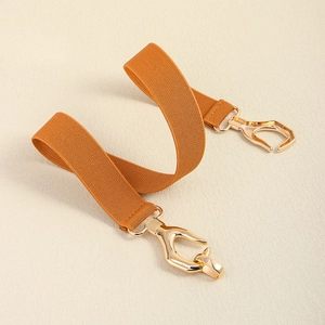 Fashionable elastic orange waist belt with decorative gold eagle hook buckle for dresses