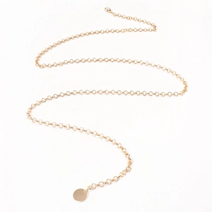 Chaîne de taille minimaliste en métal doré pour robes avec pendentif rond et fermoir mousqueton