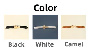 Comparaison détaillée des ceintures élastiques à boucles en métal noir, blanc et camel