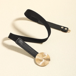 Ceinture élastique fine pour femme avec boucle en métal doré et sangle noire de haute qualité