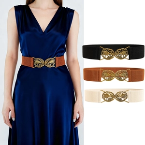 Cintura Elastica da Donna Vintage Fibbia in Lega d'Oro con Uccello Cintura a Vita Alta per Abiti Camicie Accessorio Etnico