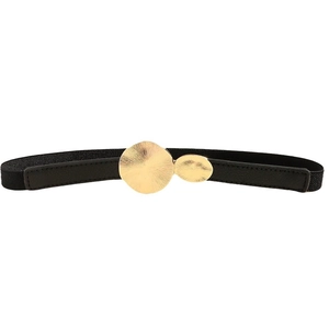Ceinture élastique noire pour femme avec boucle en métal doré et texture rayons de soleil