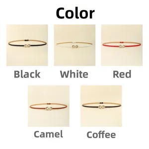 Detailed view of minimalist skinny pearl belts for women available in five classic colors