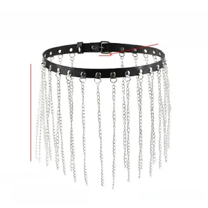 Detailed technical diagram showing 110cm length and 2.2cm width of the punk chain belt